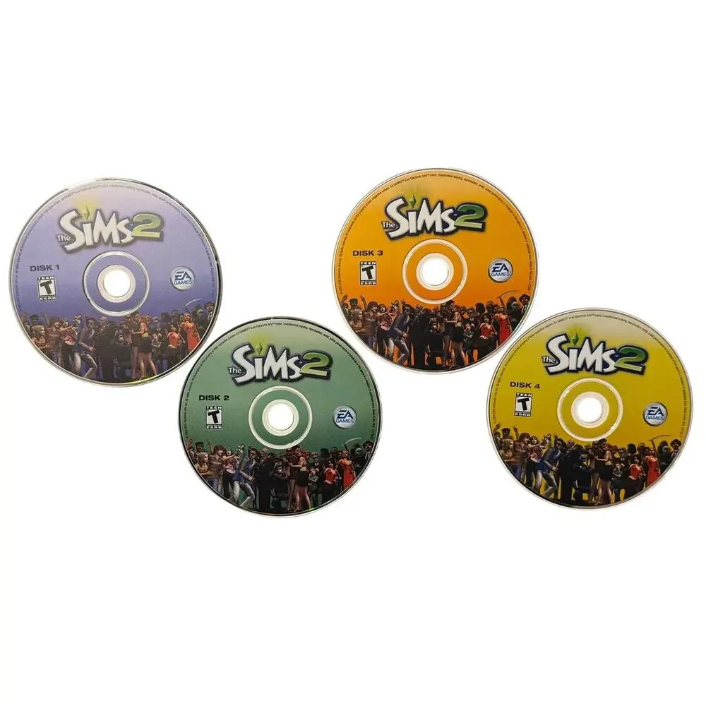 The Sims 2 PC Windows CD-ROM EA 2005 4-Disc Set w/ Manual Preowned